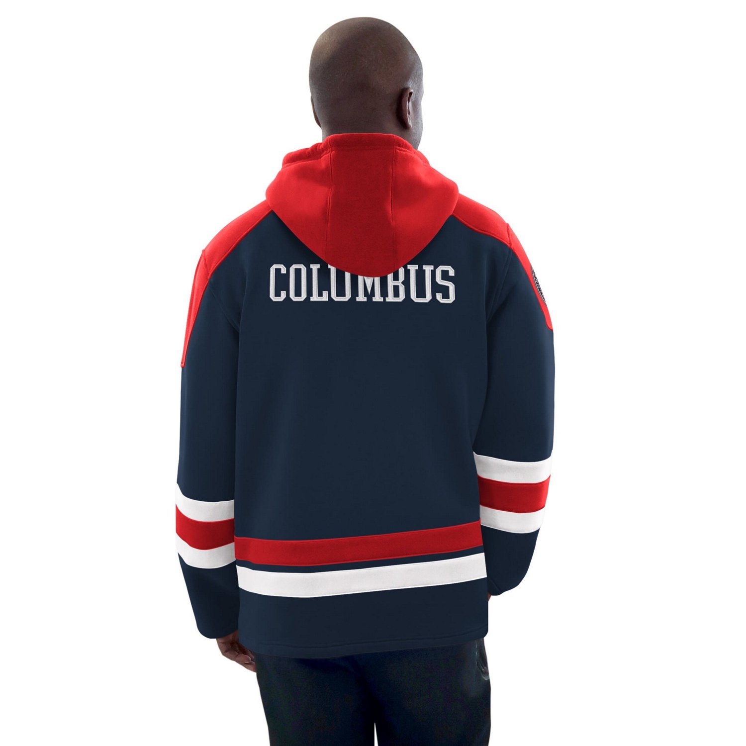 Starter Red Columbus Blue Jackets Hockey Pullover Hoodie                                                                         - view number 2