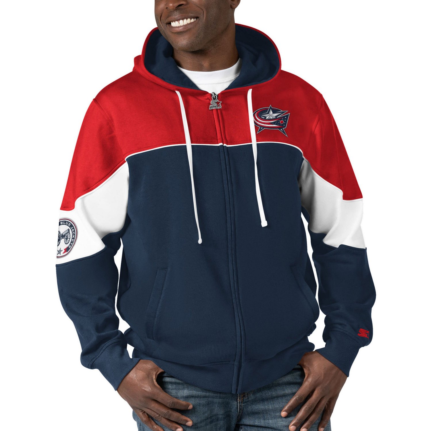 Starter Red Columbus Blue Jackets Power Forward Full-Zip Hoodie                                                                  - view number 1