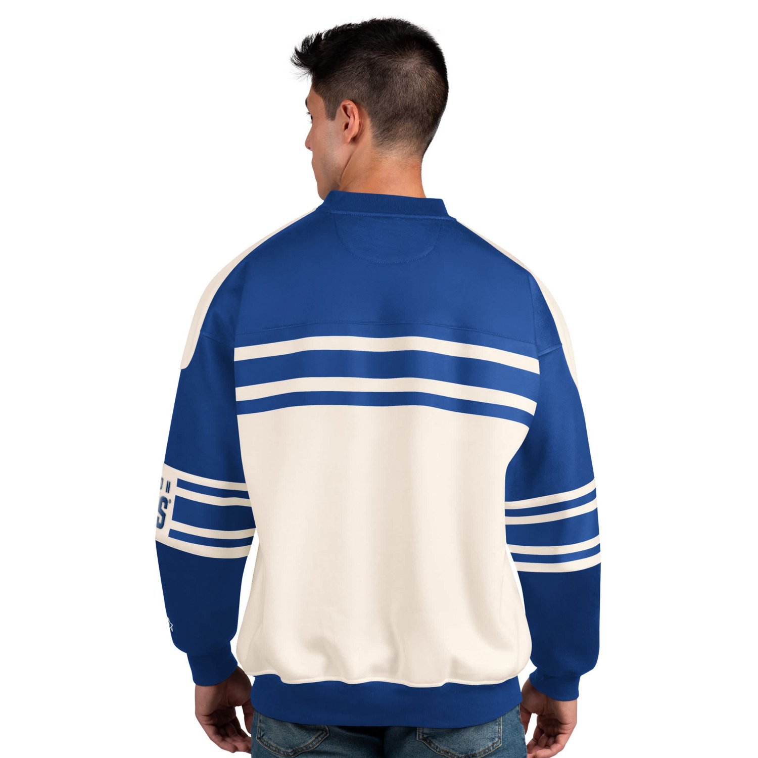 Starter Royal Edmonton Oilers Defense Fleece Crewneck Pullover Sweatshirt - view number 2