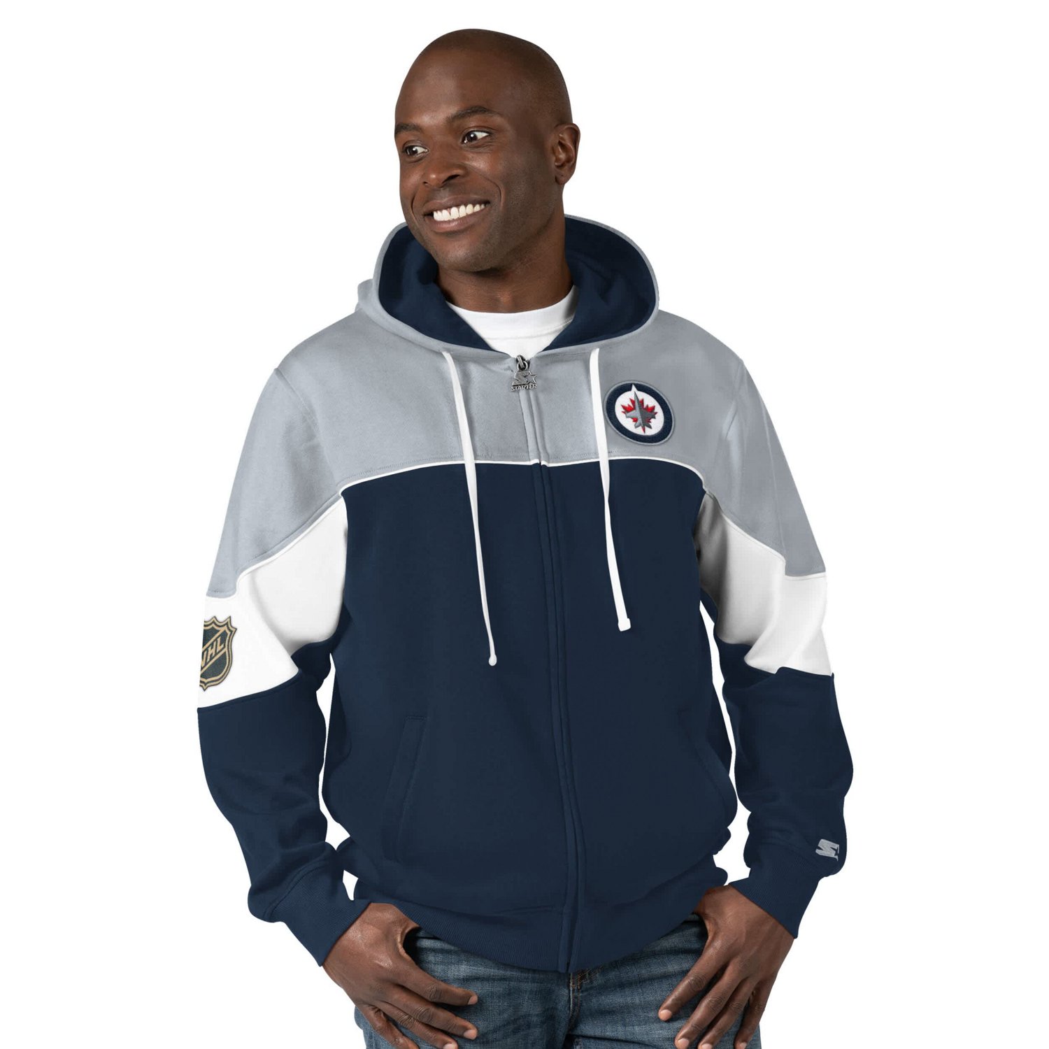 Starter Silver Winnipeg Jets Power Forward Full-Zip Hoodie