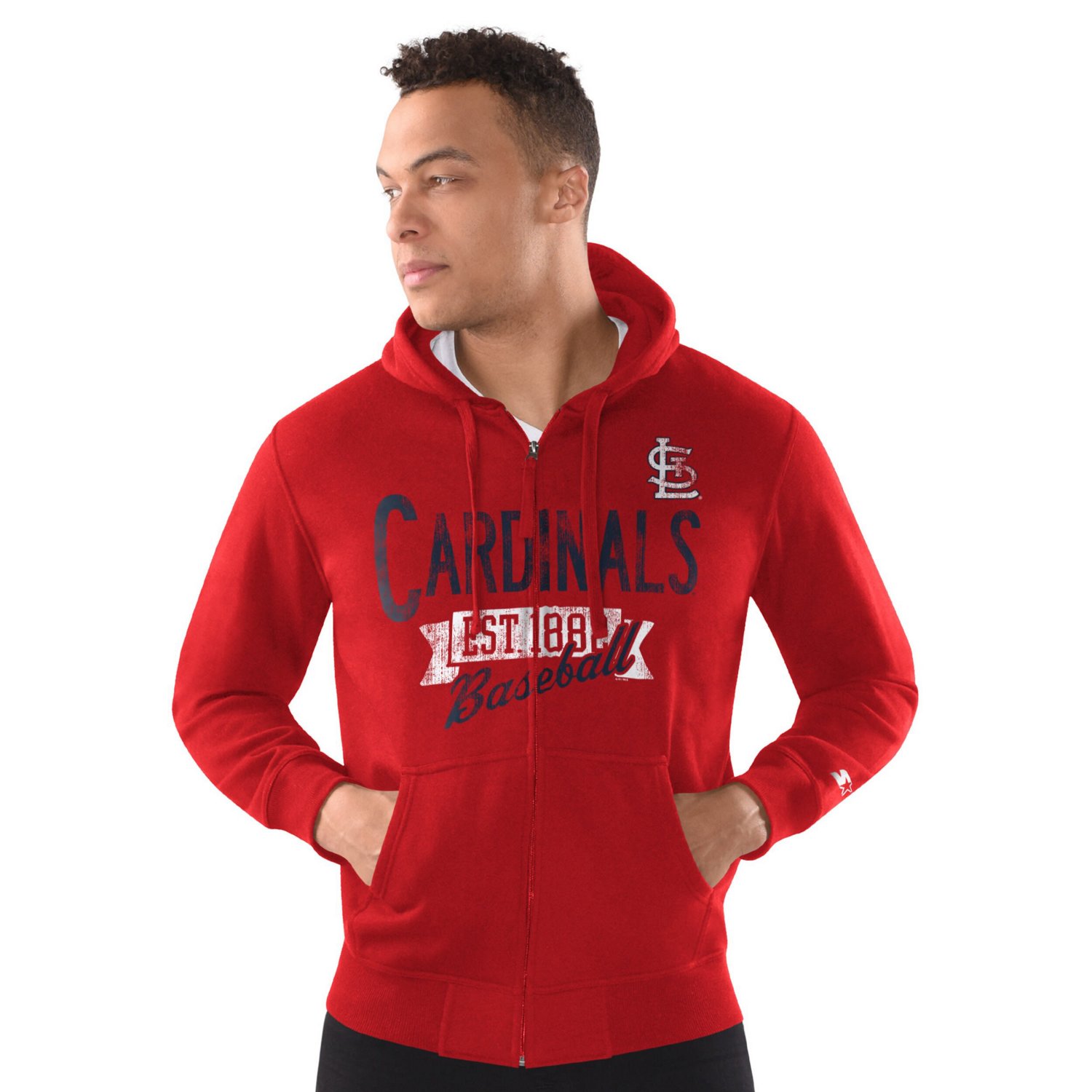 Starter St Louis Cardinals Distressed Full-Zip Hooded Jacket