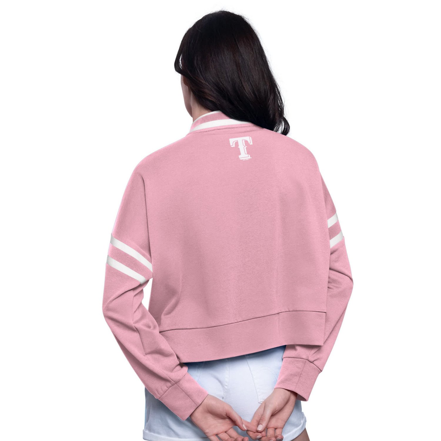 Starter Texas Rangers Power Play Cropped Pullover Sweatshirt - view number 3