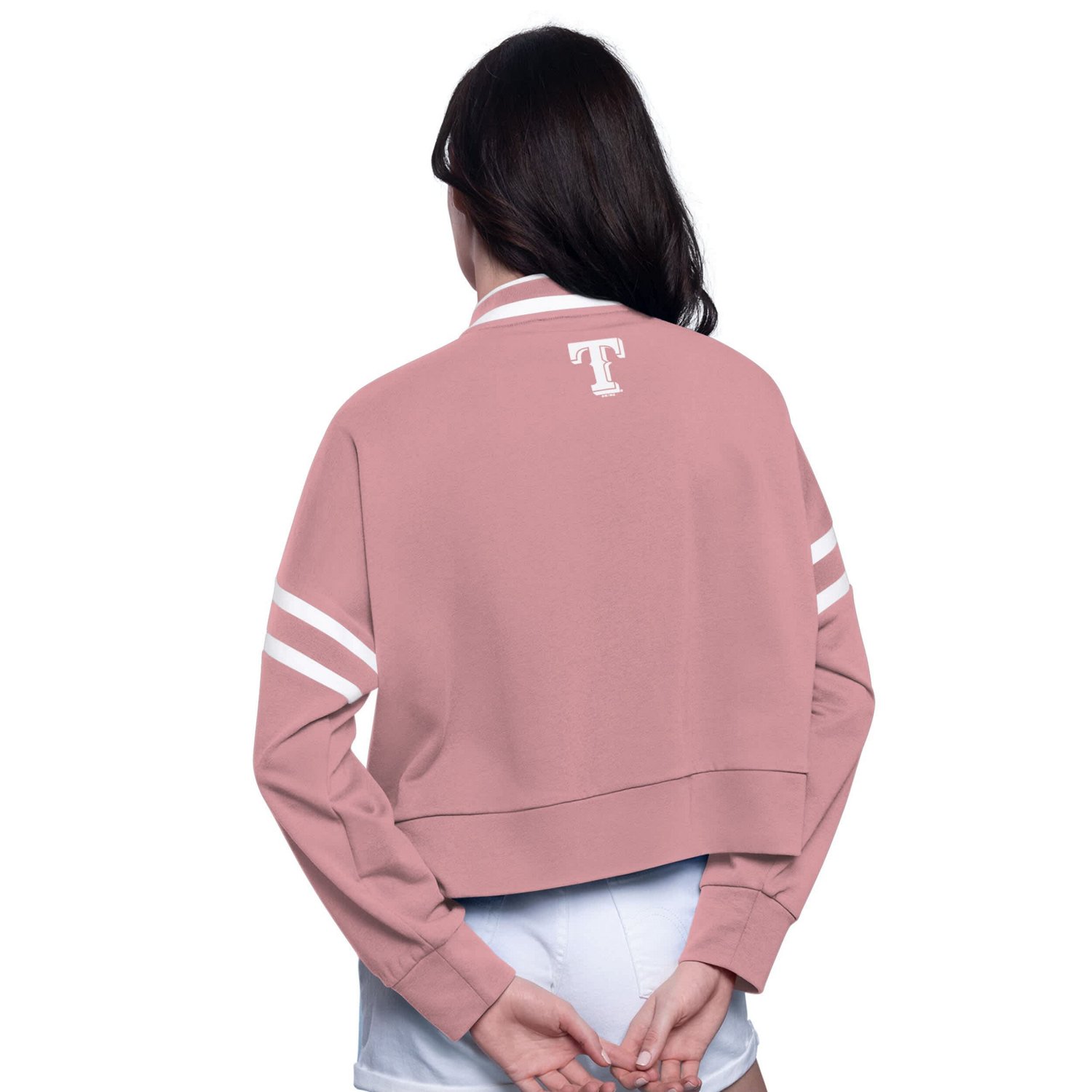 Starter Texas Rangers Power Play Cropped Pullover Sweatshirt - view number 2