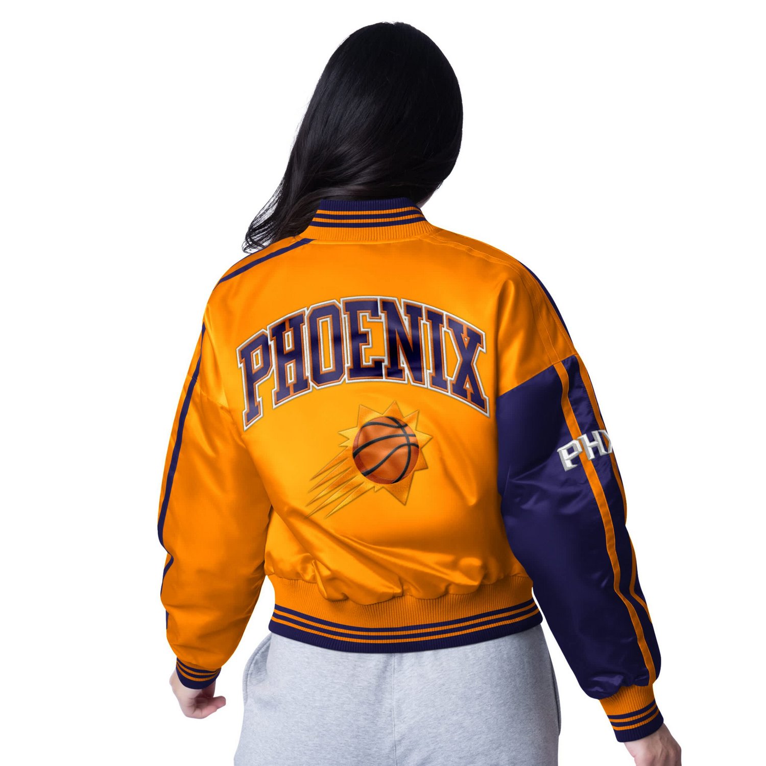 Starter Women's Phoenix Suns Zone Blitz Cropped Full Snap Satin Jacket