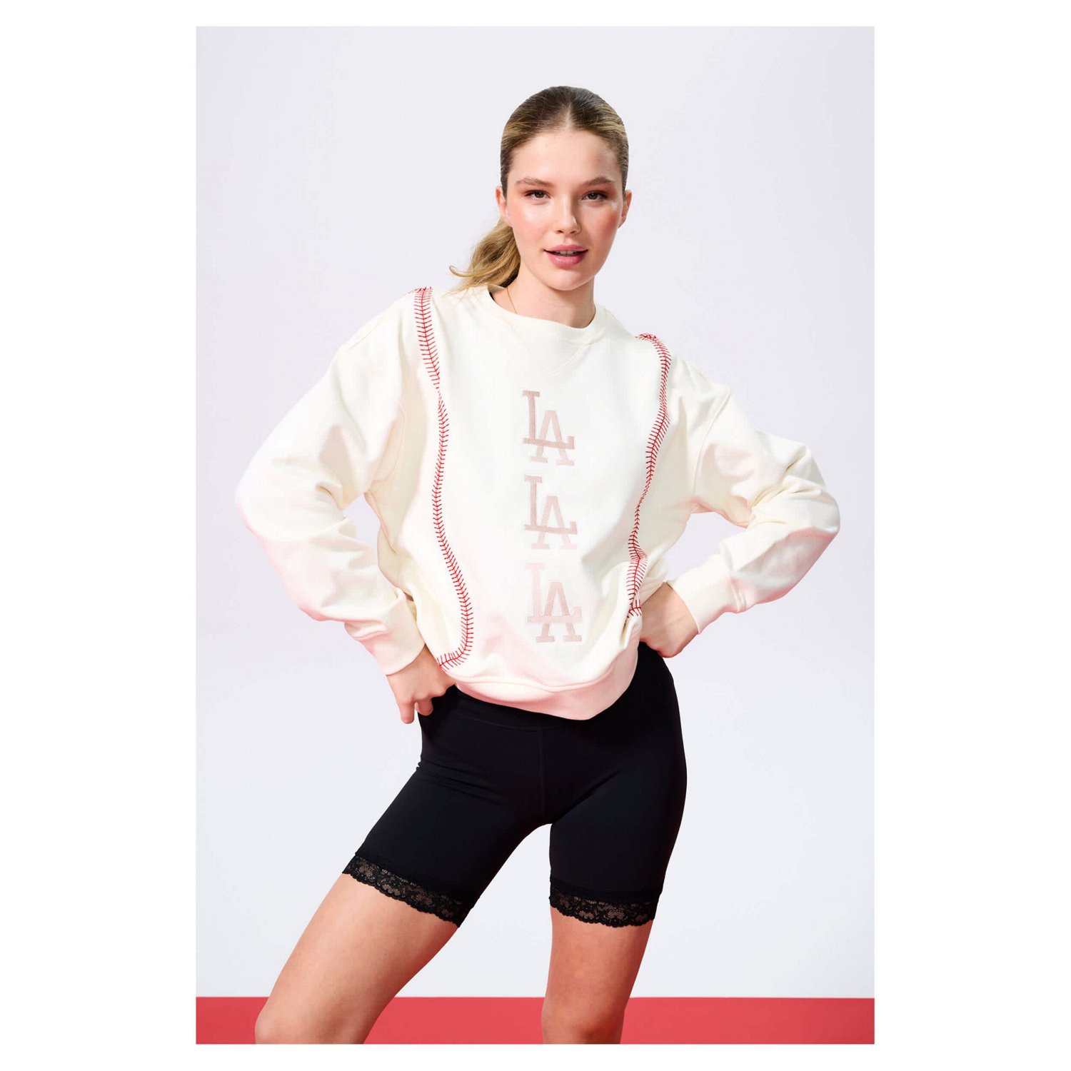 Terez Los Angeles Dodgers Baseball Stitch Pullover Sweatshirt                                                                   