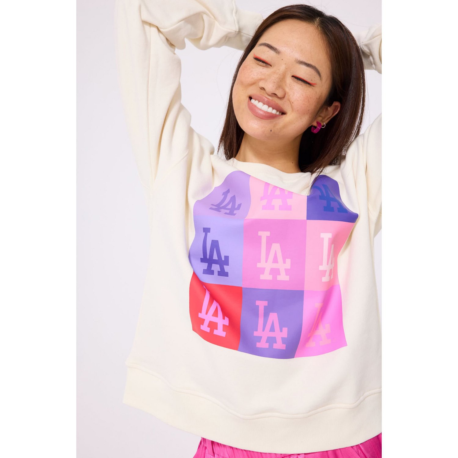 Terez Los Angeles Dodgers Technicolor Oversized Pullover Sweatshirt - view number 3