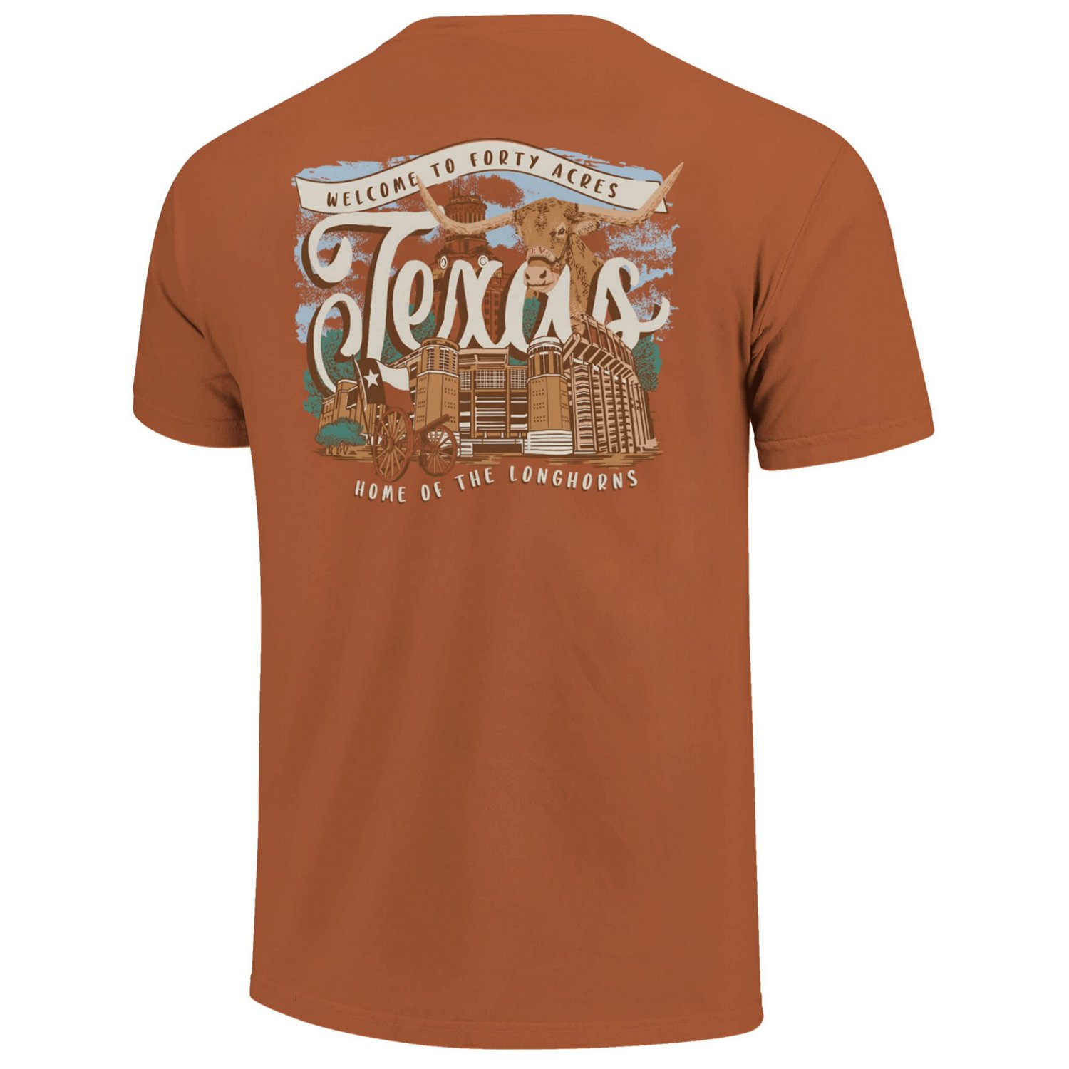 Texas Texas Longhorns Comfort Colors Campus Scene Drawing Script T-Shirt - view number 3