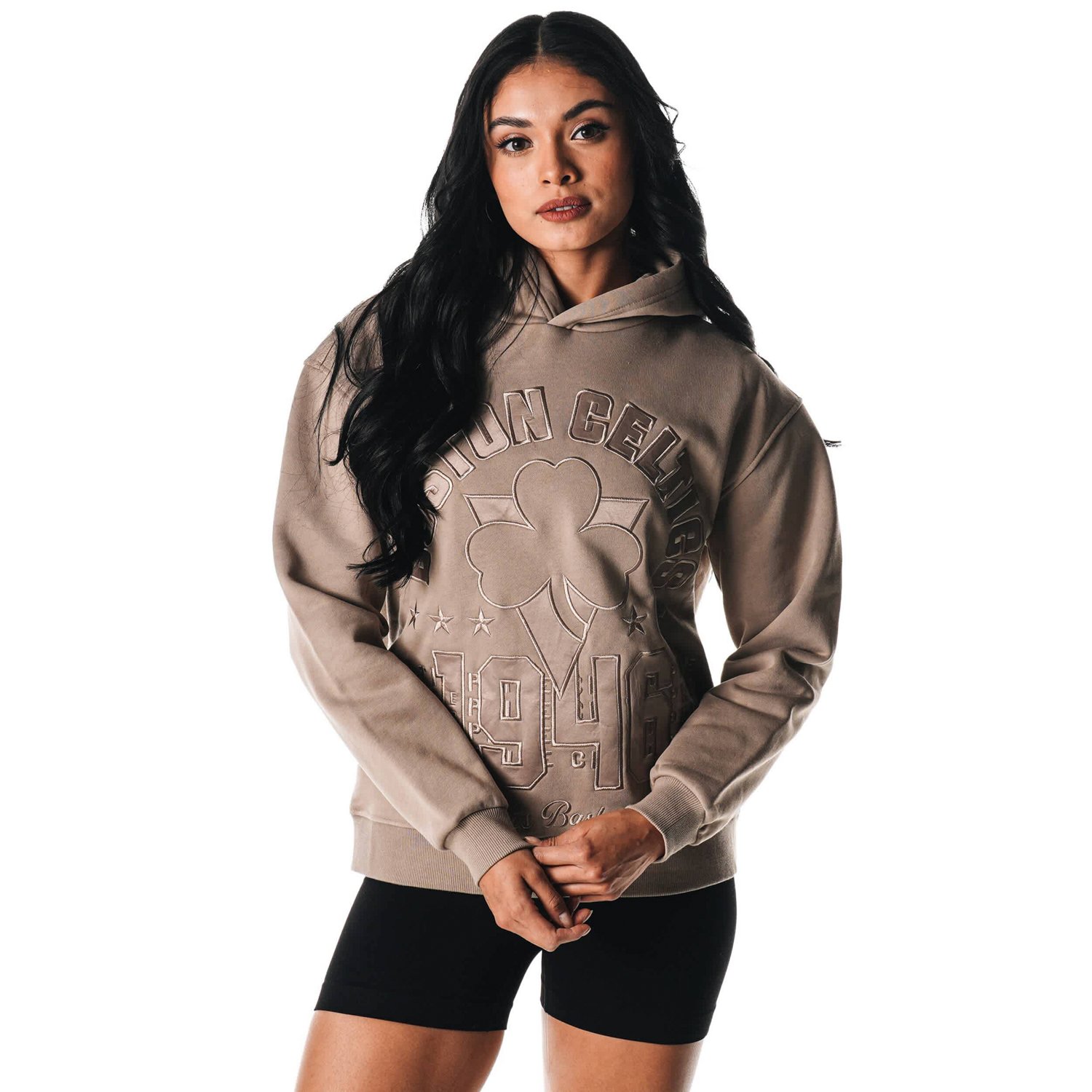 The Wild Collective Boston Celtics Satin Pullover Hoodie