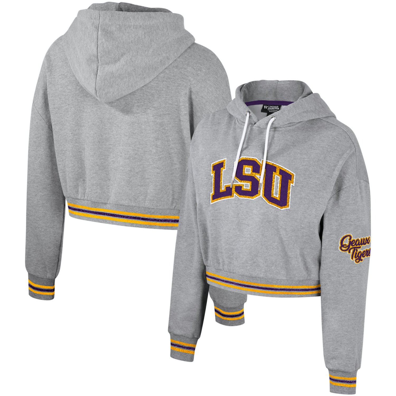 The Wild Collective LSU Tigers Cropped Shimmer Pullover Hoodie - view number 1