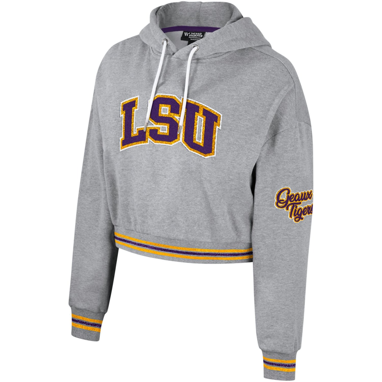 The Wild Collective LSU Tigers Cropped Shimmer Pullover Hoodie - view number 2