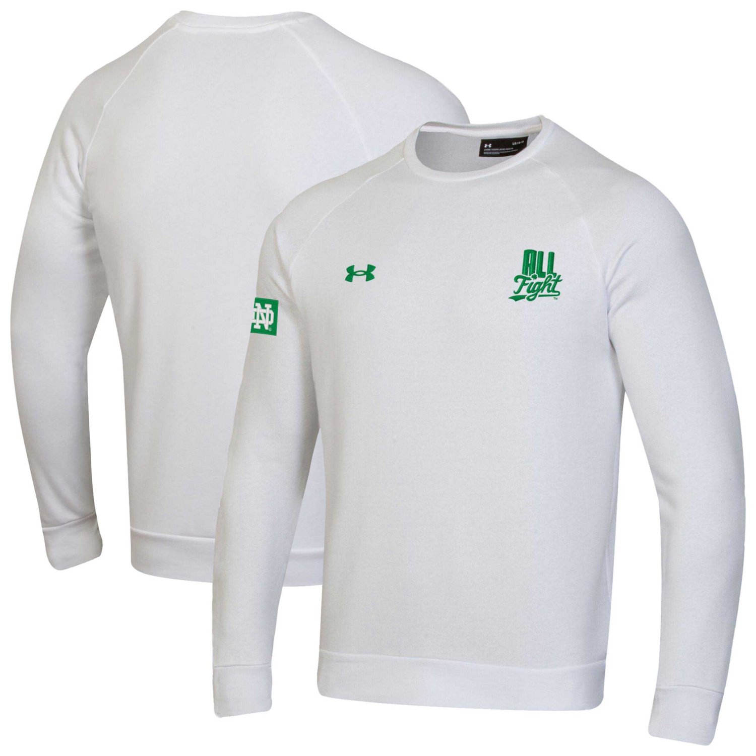 Under Armour Notre Dame Fighting Irish 2024 Irish Wear Green All Fight Rival Fleece Pullover Sweatshirt                          - view number 1
