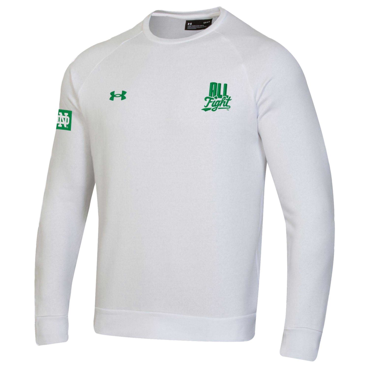 Under Armour Notre Dame Fighting Irish 2024 Irish Wear Green All Fight Rival Fleece Pullover Sweatshirt                          - view number 2