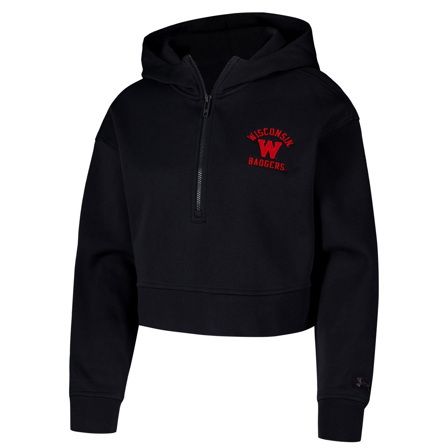 Under Armour Wisconsin Badgers Inline Modest Cropped Half-Zip Hoodie                                                             - view number 2