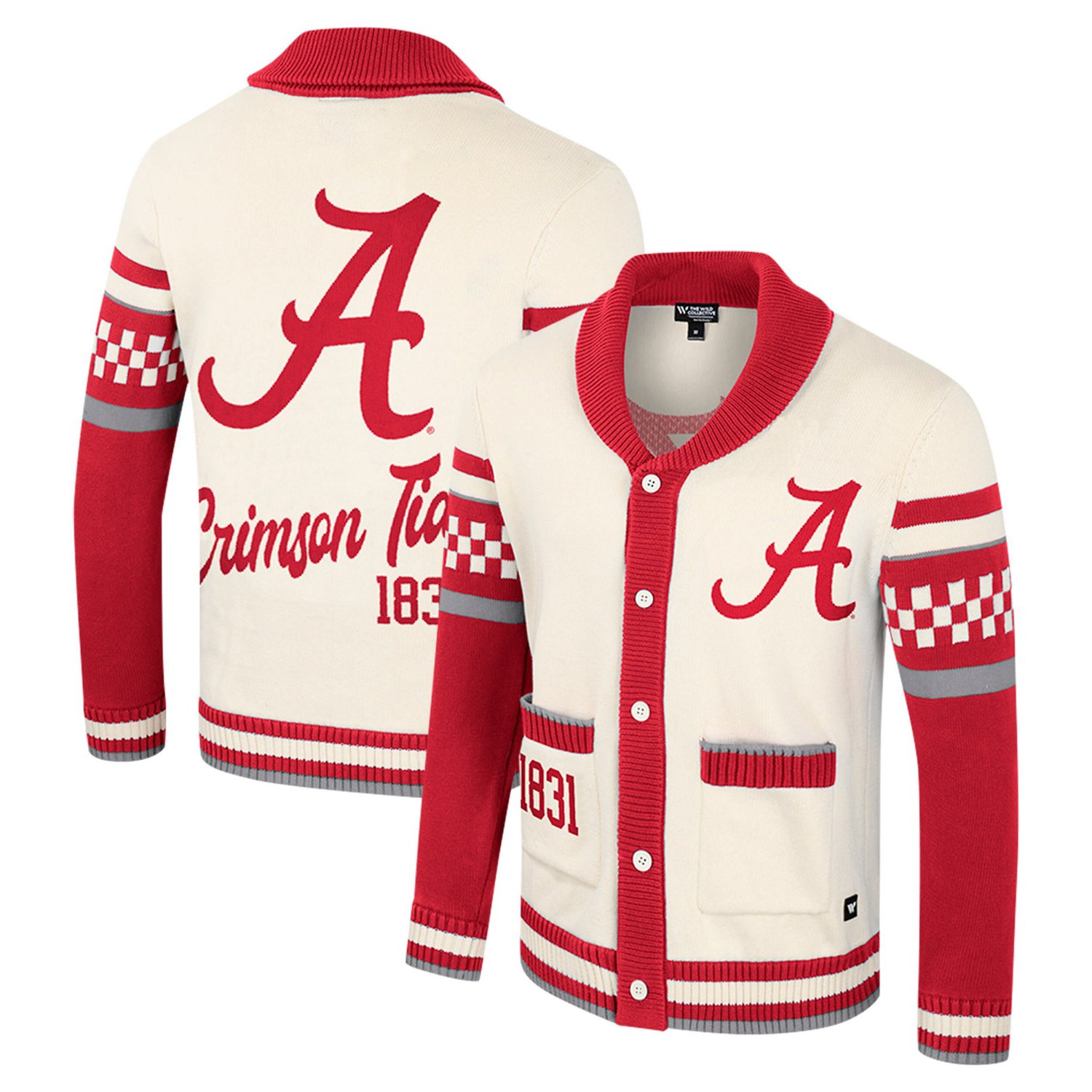 Unisex Colosseum Alabama Crimson Tide Wild Collective Button-Up Jacquard Sweater