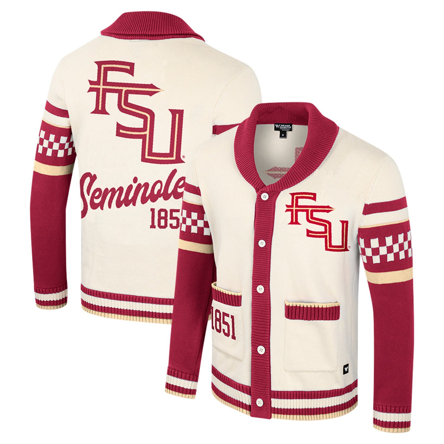 Unisex Colosseum Florida State Seminoles Wild Collective Button-Up Jacquard Sweater