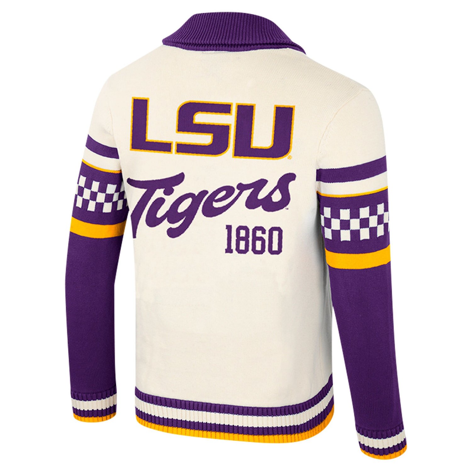Unisex Colosseum LSU Tigers Wild Collective Button-Up Jacquard Sweater
