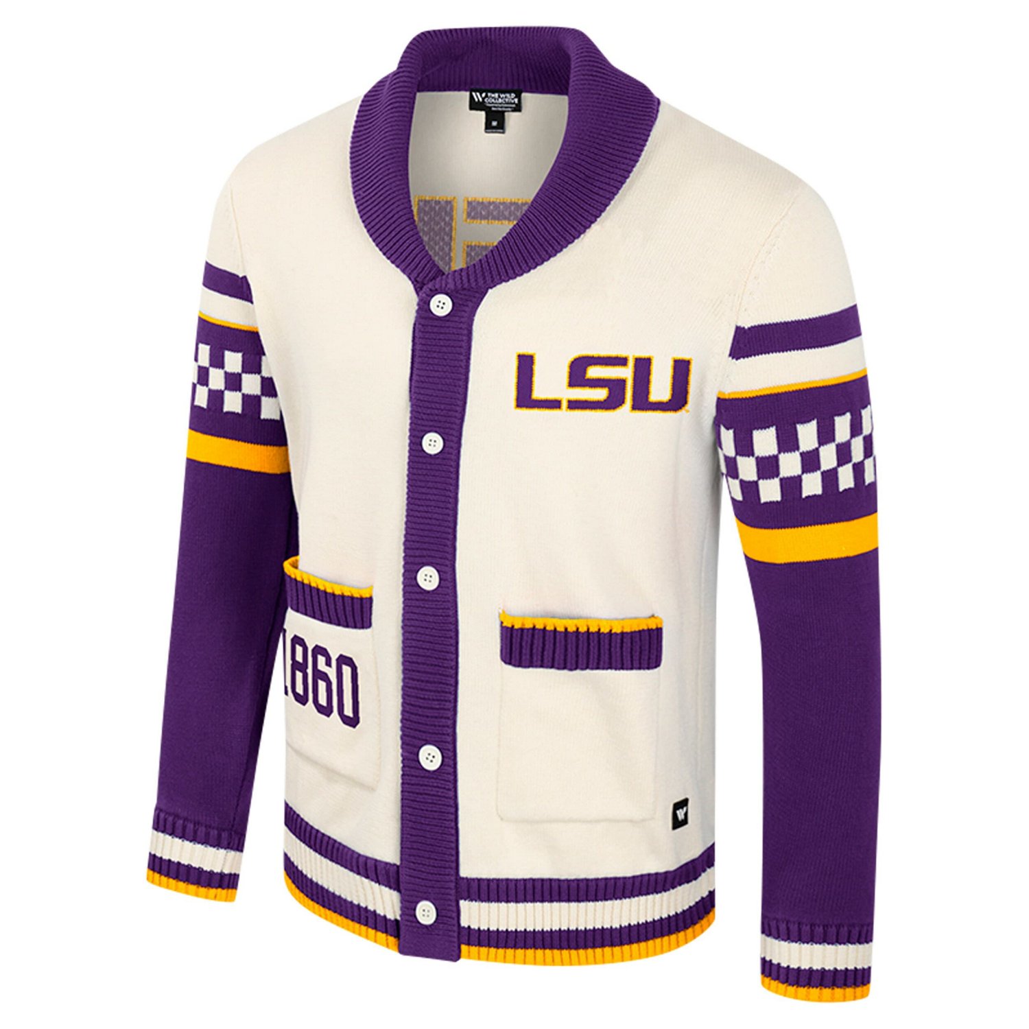 Unisex Colosseum LSU Tigers Wild Collective Button-Up Jacquard Sweater