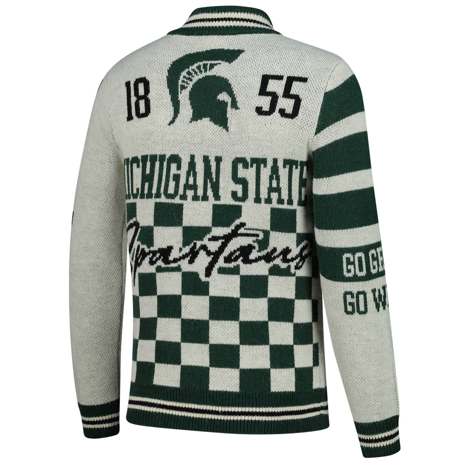 Unisex Colosseum Michigan State Spartans Wild Collective Button-Up Jacquard Sweater - view number 3