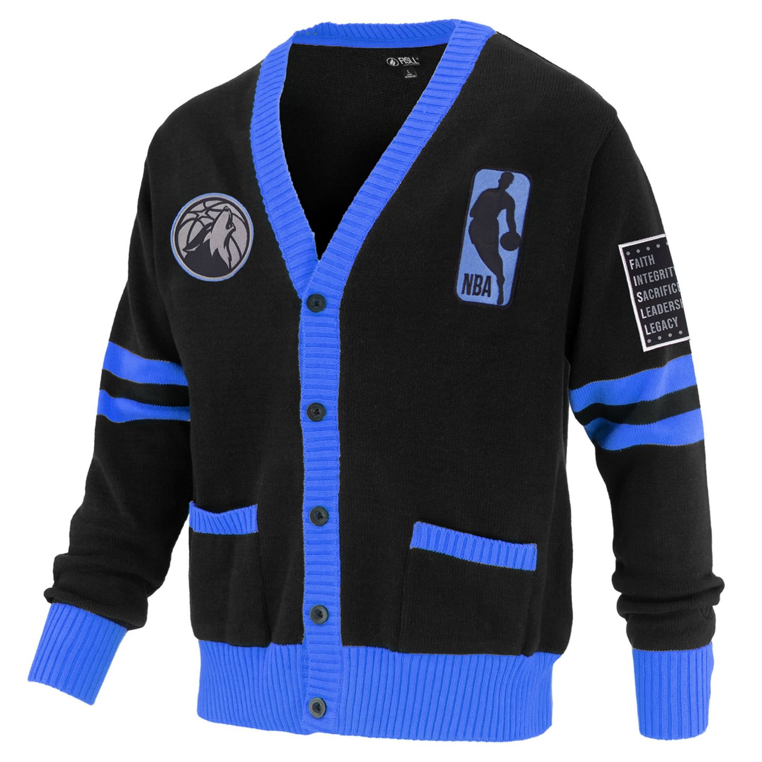 Unisex FISLL Minnesota Timberwolves Logoman Shadow Collection Full-Button Cardigan Sweater - view number 2