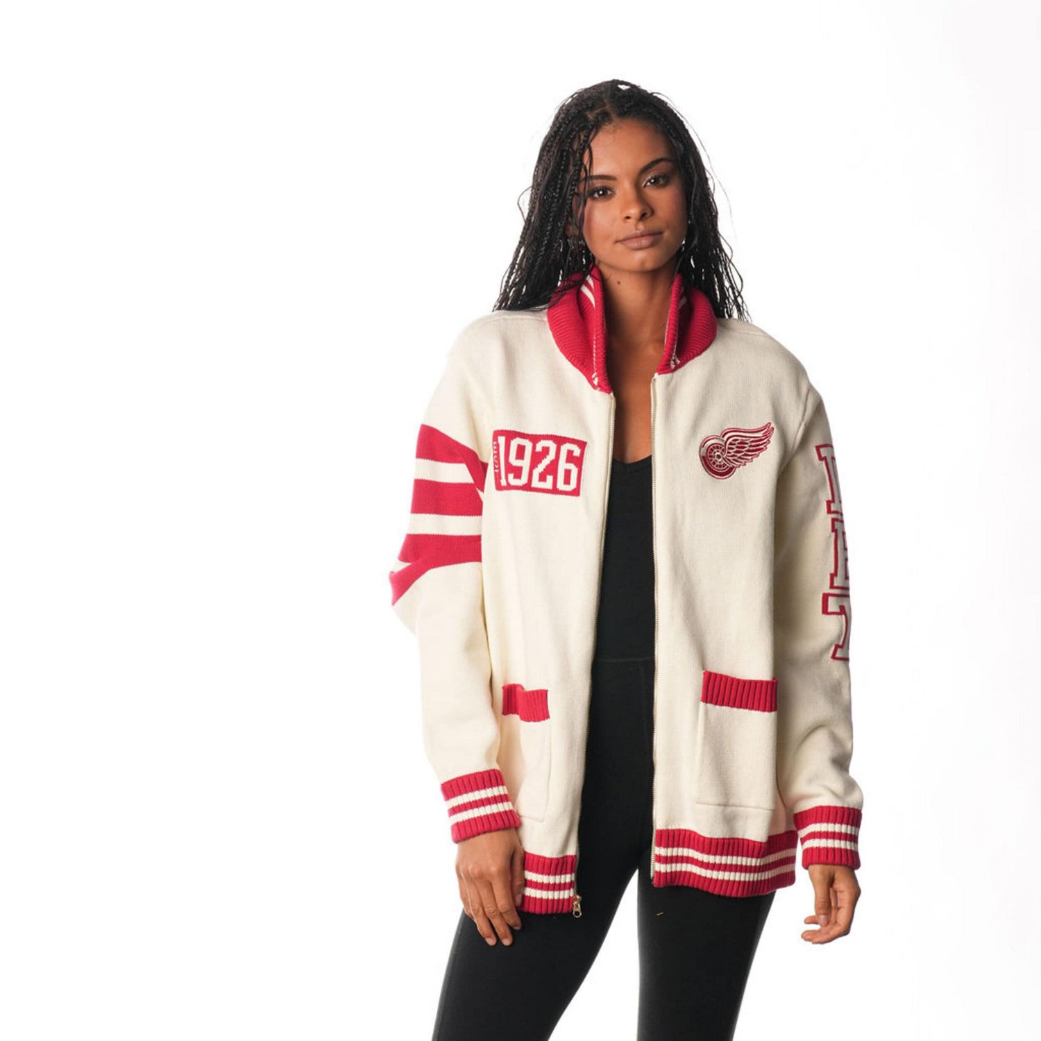 Unisex The Wild Collective Detroit Red Wings Jacquard Full-Zip Sweater - view number 4