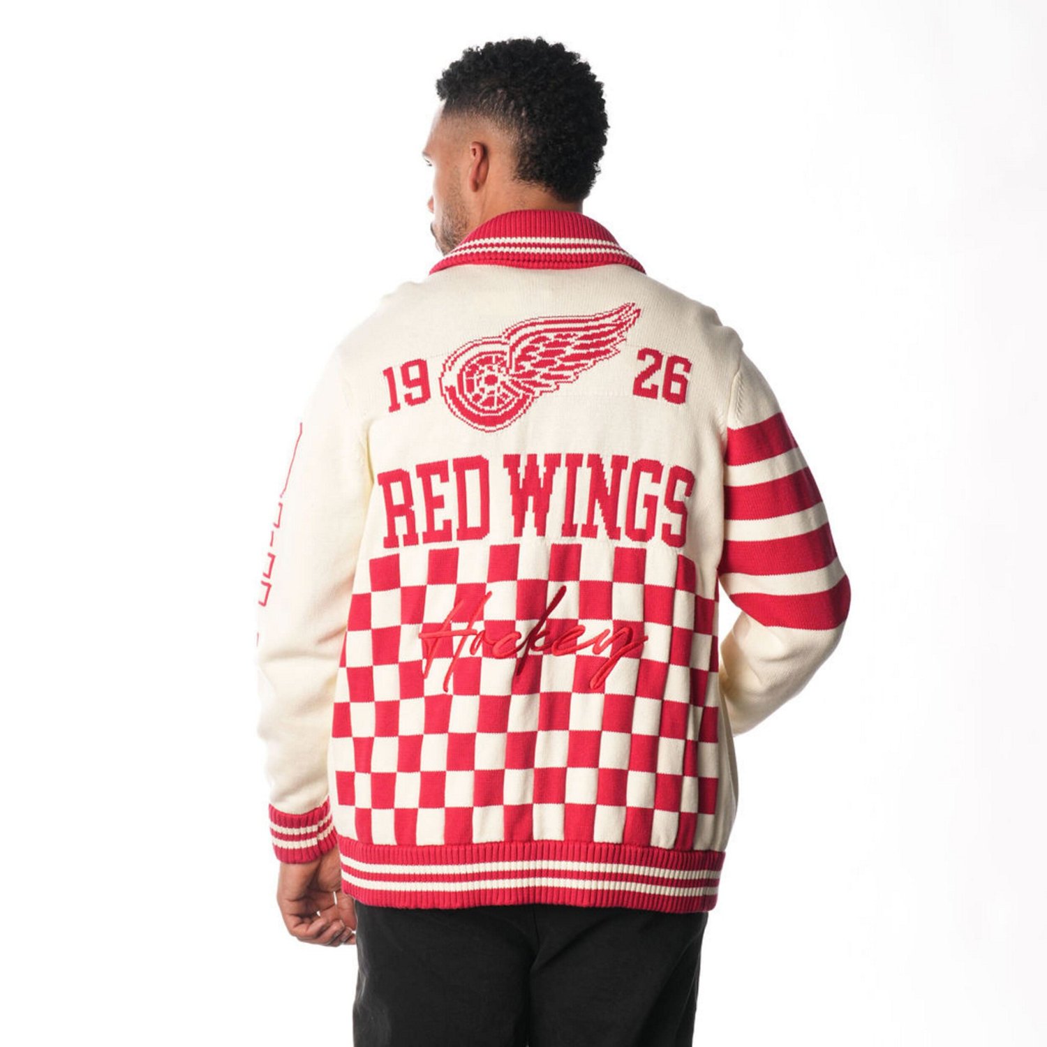 Unisex The Wild Collective Detroit Red Wings Jacquard Full-Zip Sweater - view number 3