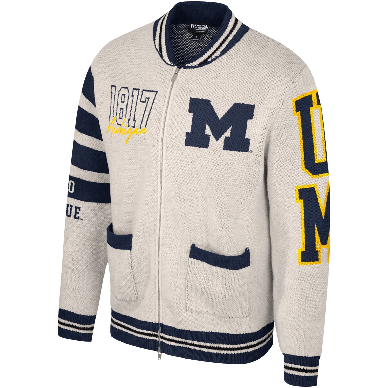 Unisex The Wild Collective Michigan Wolverines Button-Up Jacquard Sweater