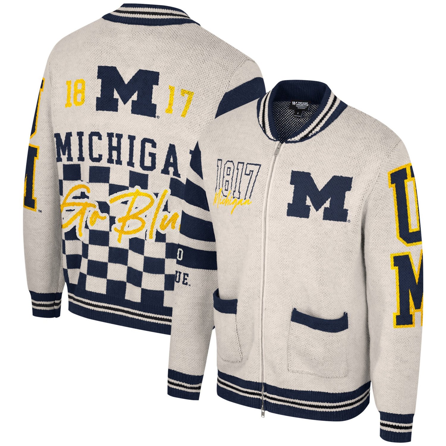 Unisex The Wild Collective Michigan Wolverines Button-Up Jacquard Sweater