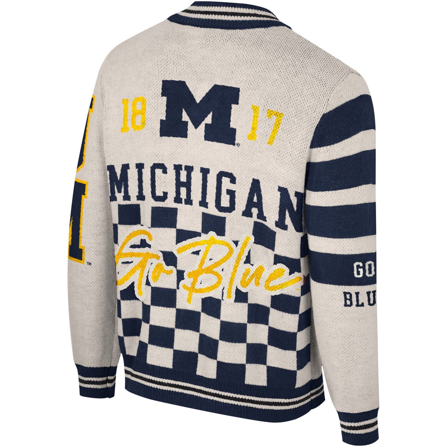 Unisex The Wild Collective Michigan Wolverines Button-Up Jacquard Sweater