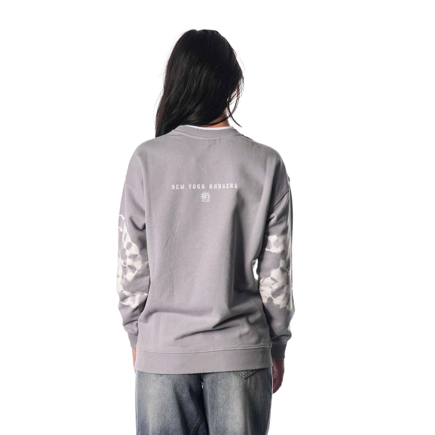 Unisex The Wild Collective New York Rangers Tie-Dye Double Collar Pullover Sweatshirt - view number 2