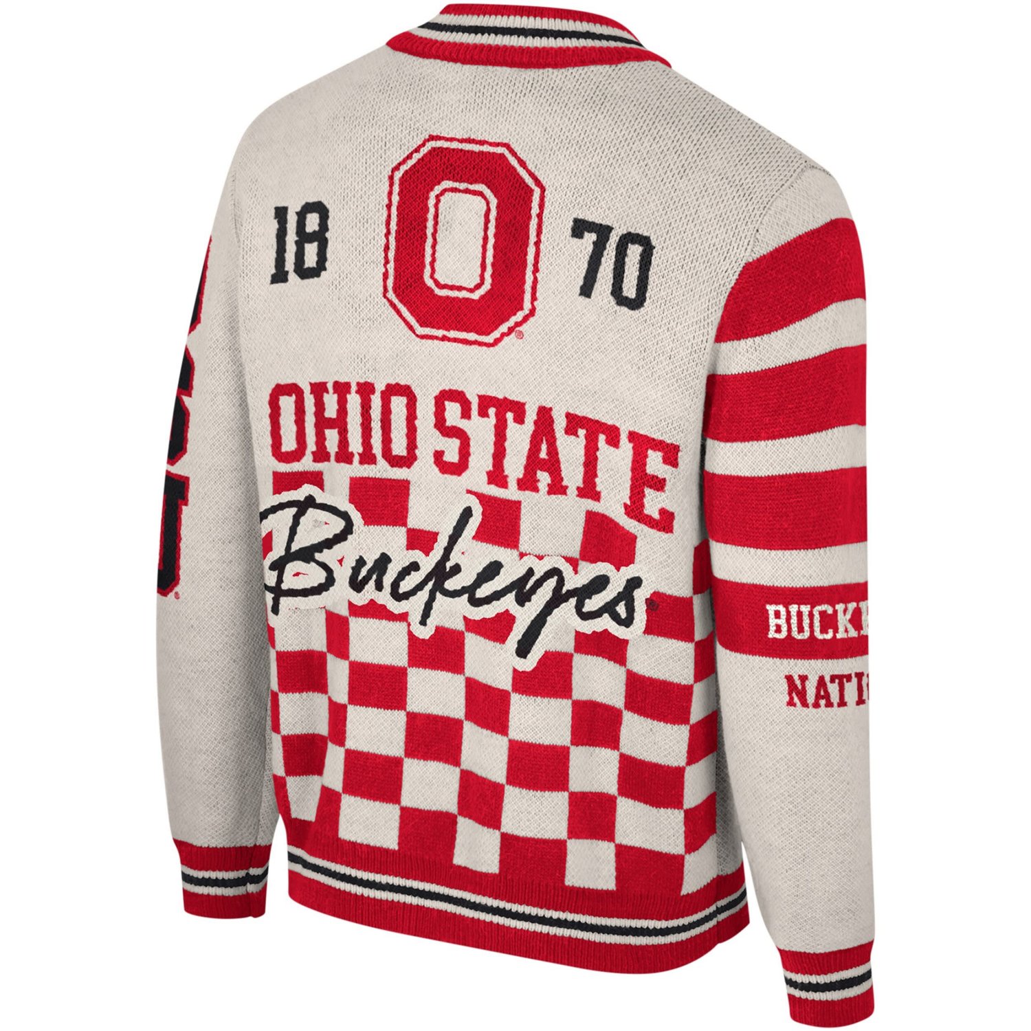Unisex The Wild Collective Ohio State Buckeyes Button-Up Jacquard Sweater