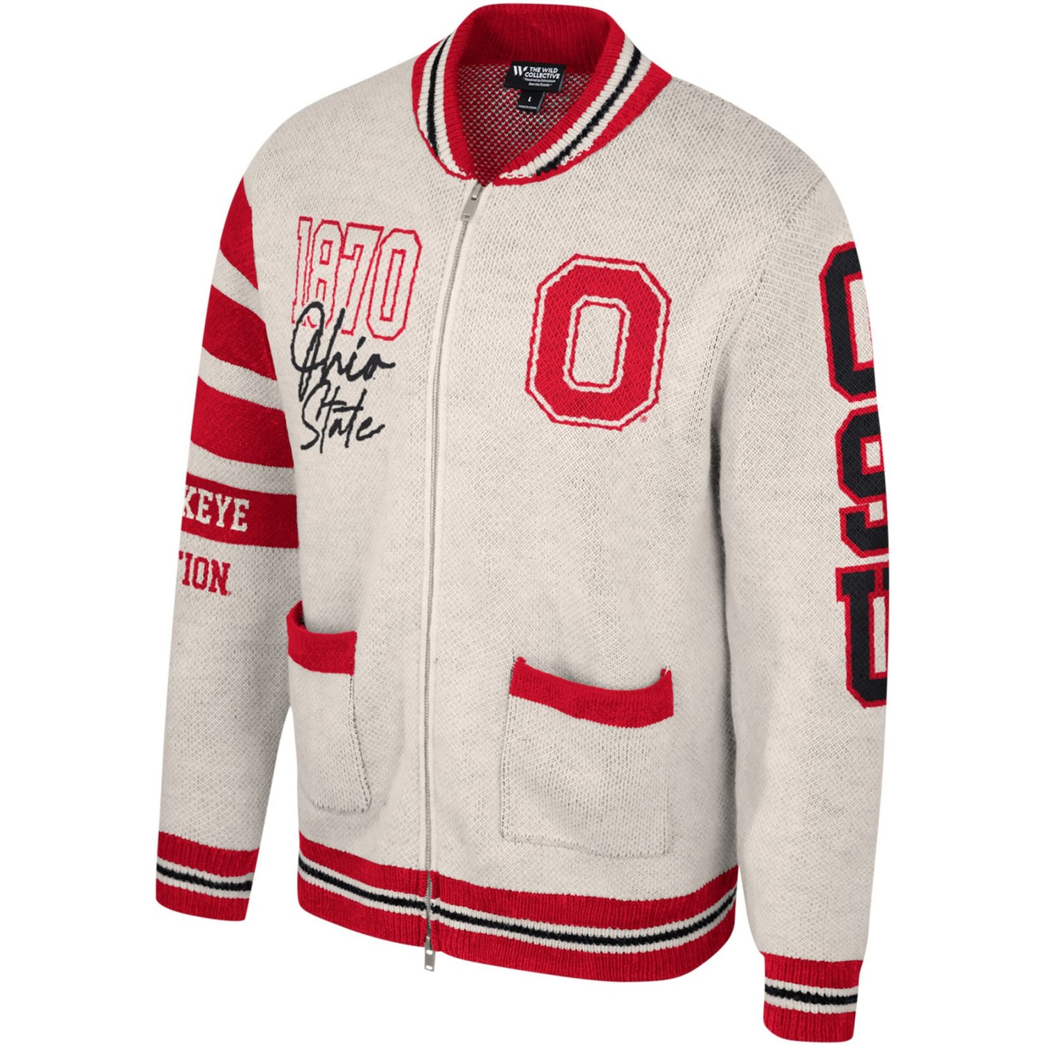 Unisex The Wild Collective Ohio State Buckeyes Button-Up Jacquard Sweater
