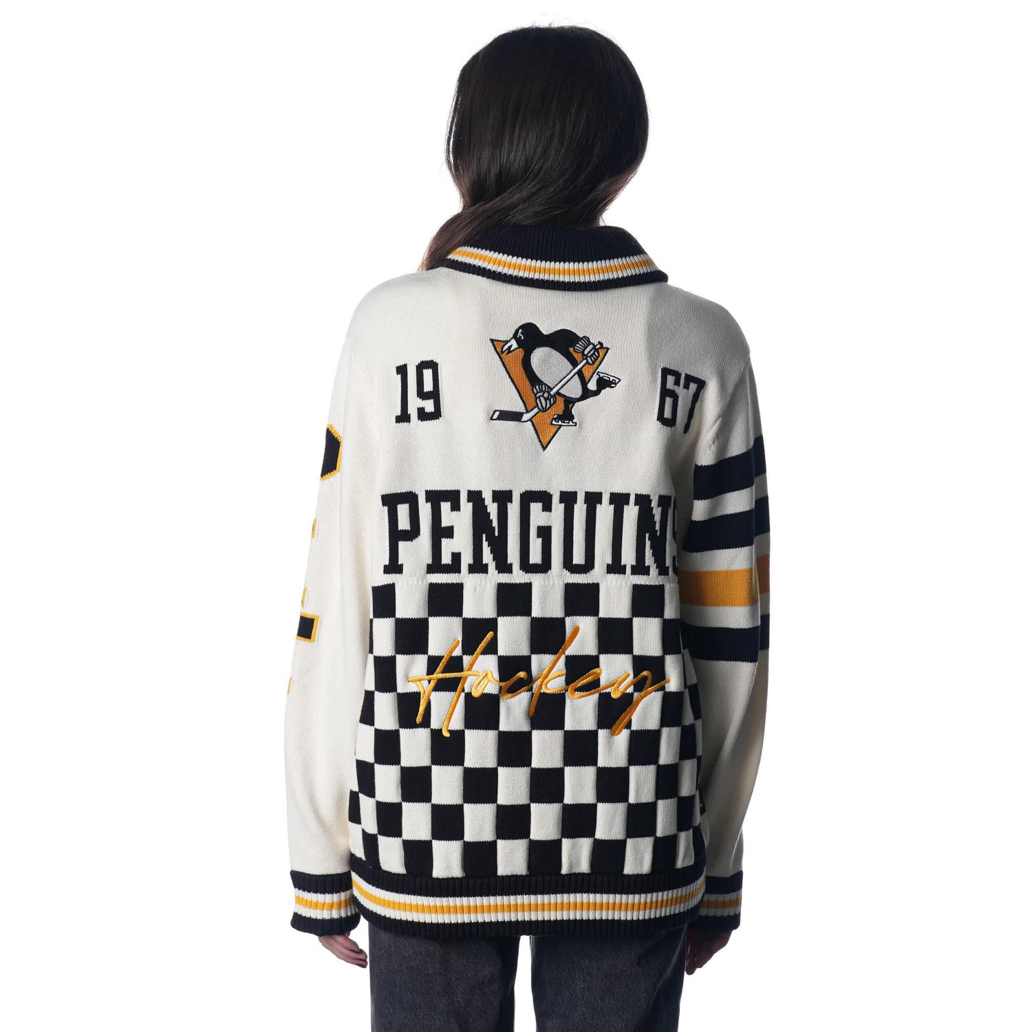 Unisex The Wild Collective Pittsburgh Penguins Jacquard Full-Zip Sweater - view number 3