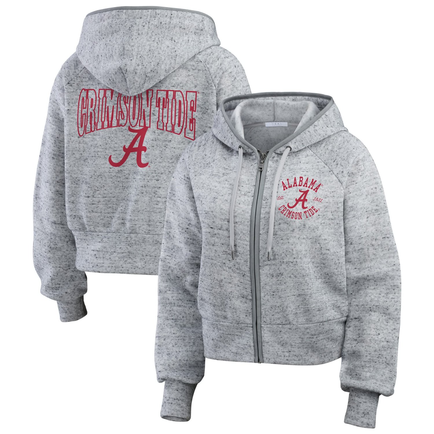WEAR by Erin Andrews Alabama Crimson Tide Wear Speckle Double-Hit Raglan Full-Zip Hoodie                                         - view number 1
