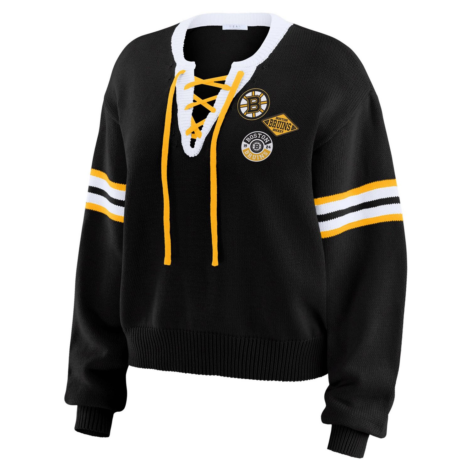 WEAR by Erin Andrews Boston Bruins Cropped Lace-Up Sweater
