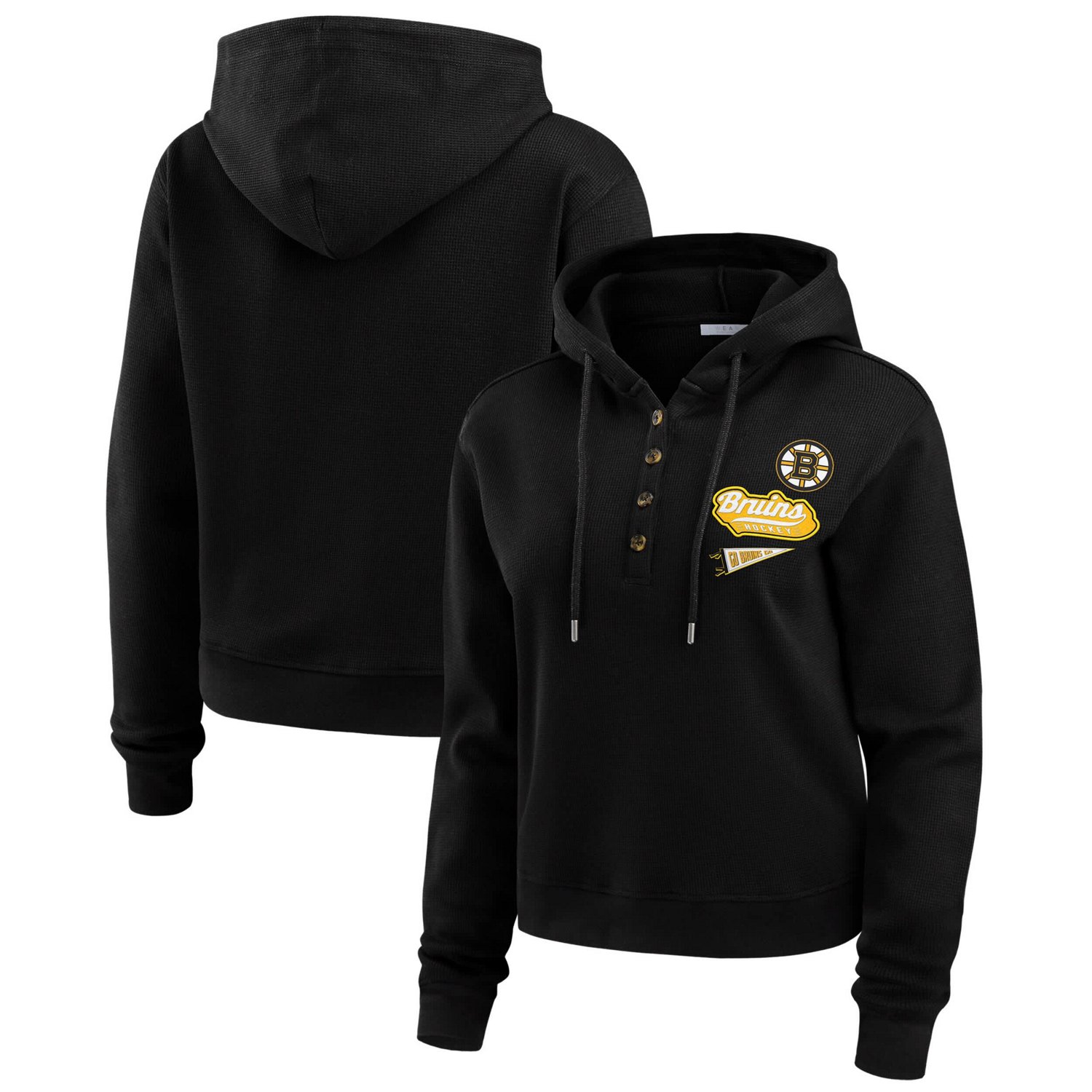 WEAR by Erin Andrews Boston Bruins Waffle-Knit Pullover Hoodie