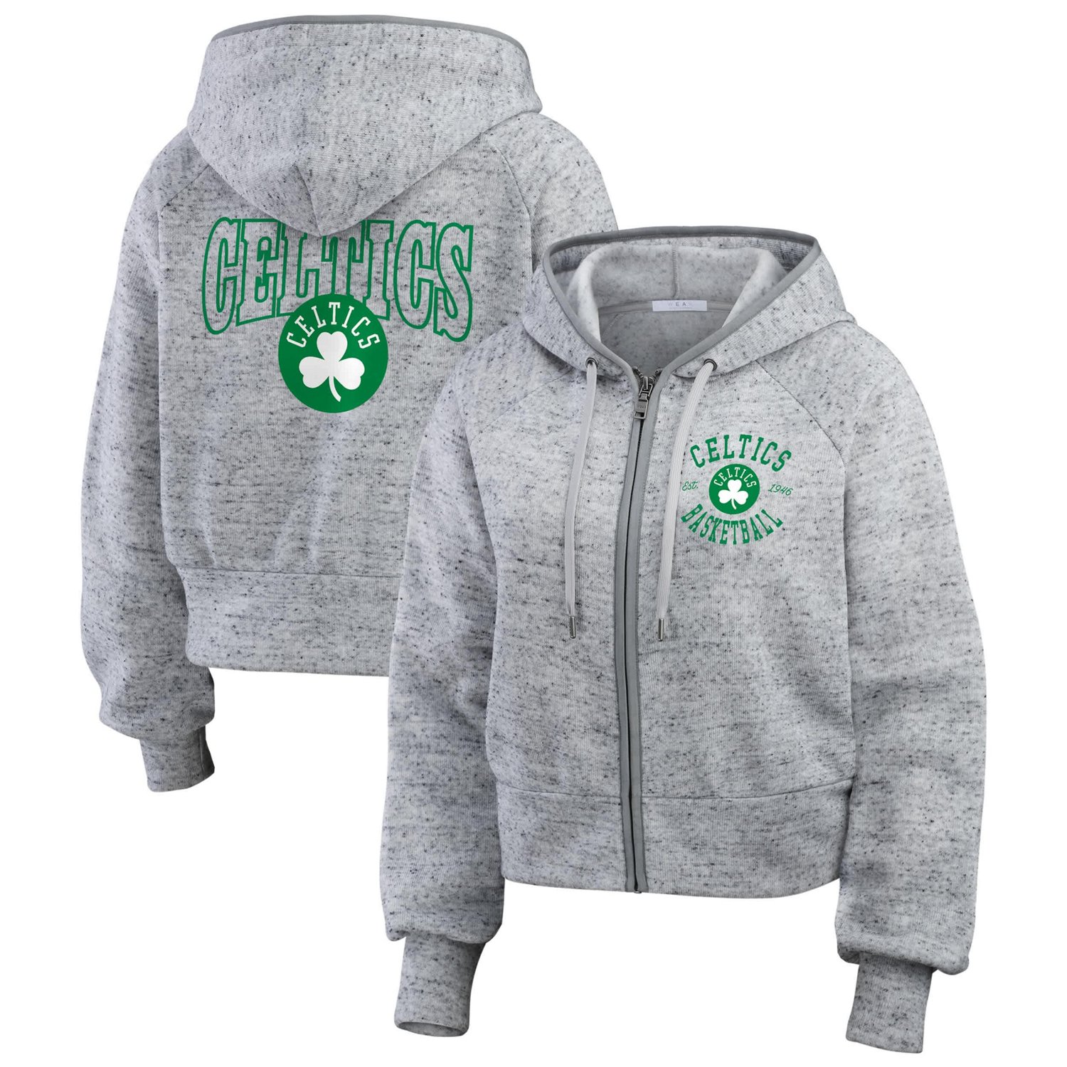 WEAR by Erin Andrews Boston Celtics Speckled Radiator Full-Zip Hoodie                                                            - view number 1