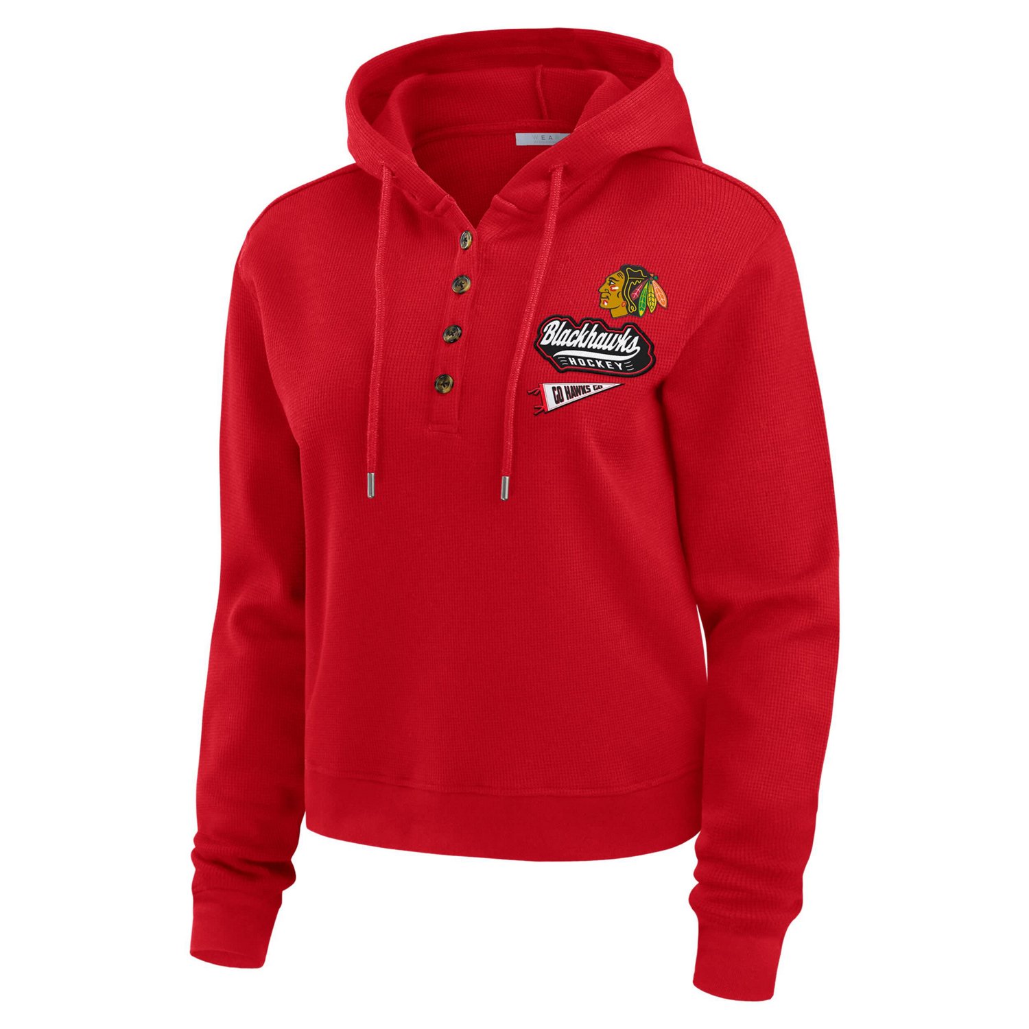 WEAR by Erin Andrews Chicago Blackhawks Waffle-Knit Pullover Hoodie - view number 2