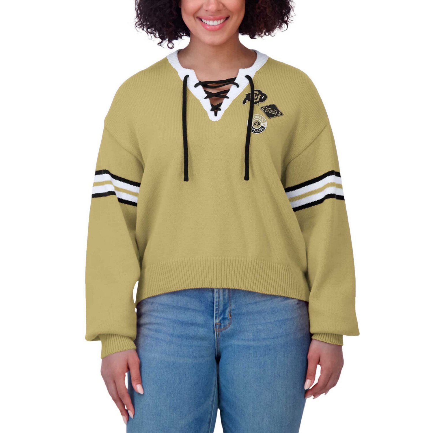 WEAR by Erin Andrews Colorado Buffaloes Lace-Up Pullover Sweater - view number 4