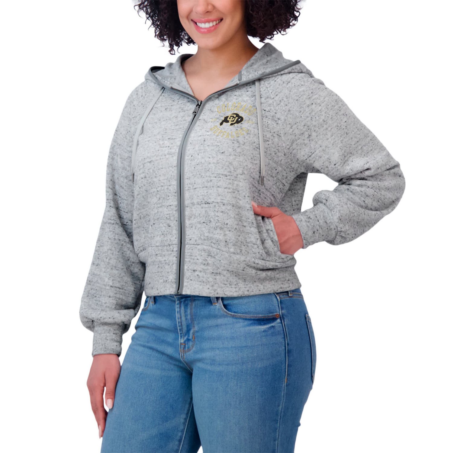 WEAR by Erin Andrews Colorado Buffaloes Wear Speckle Double-Hit Raglan Full-Zip Hoodie - view number 4