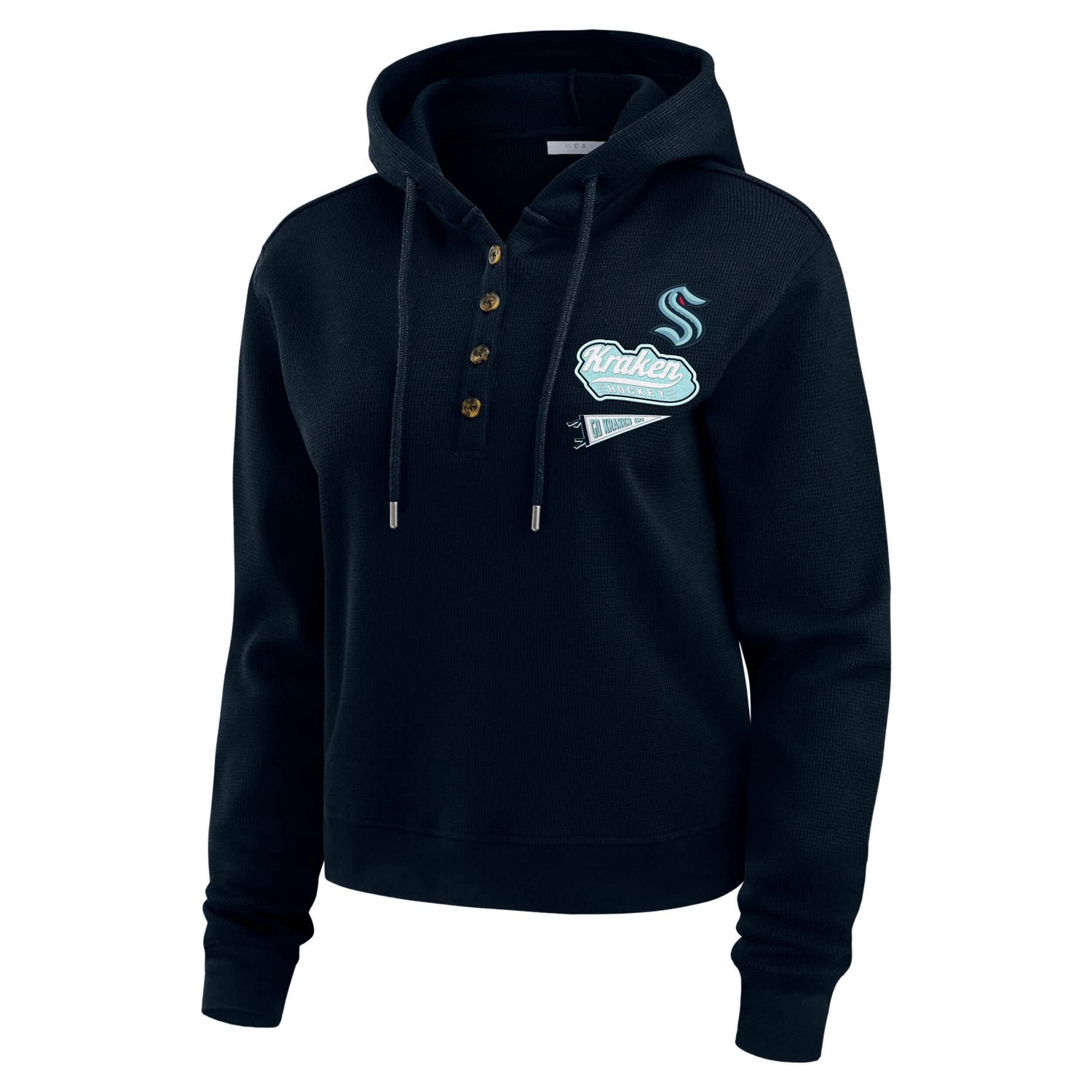 WEAR by Erin Andrews Deep Sea Seattle Kraken Waffle-Knit Pullover Hoodie - view number 2