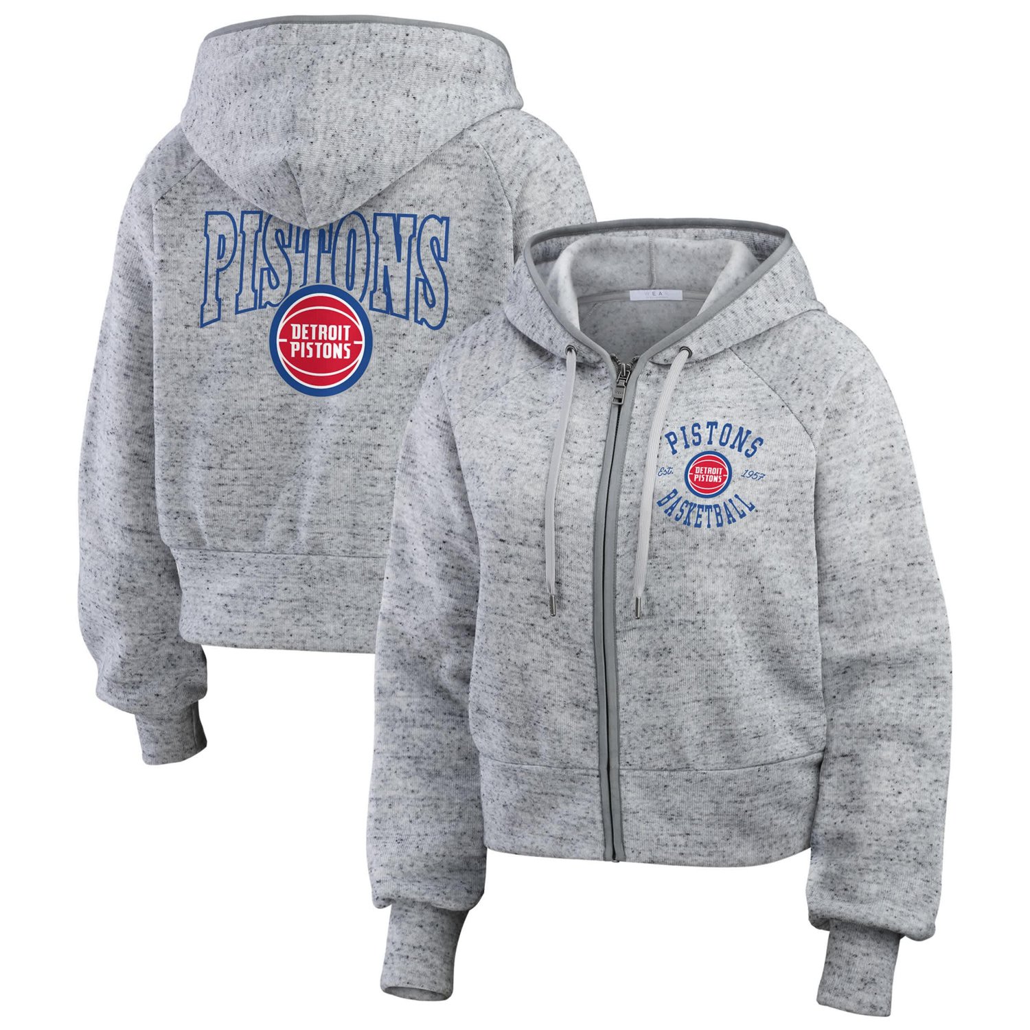 WEAR by Erin Andrews Detroit Pistons Speckled Radiator Full-Zip Hoodie                                                           - view number 1