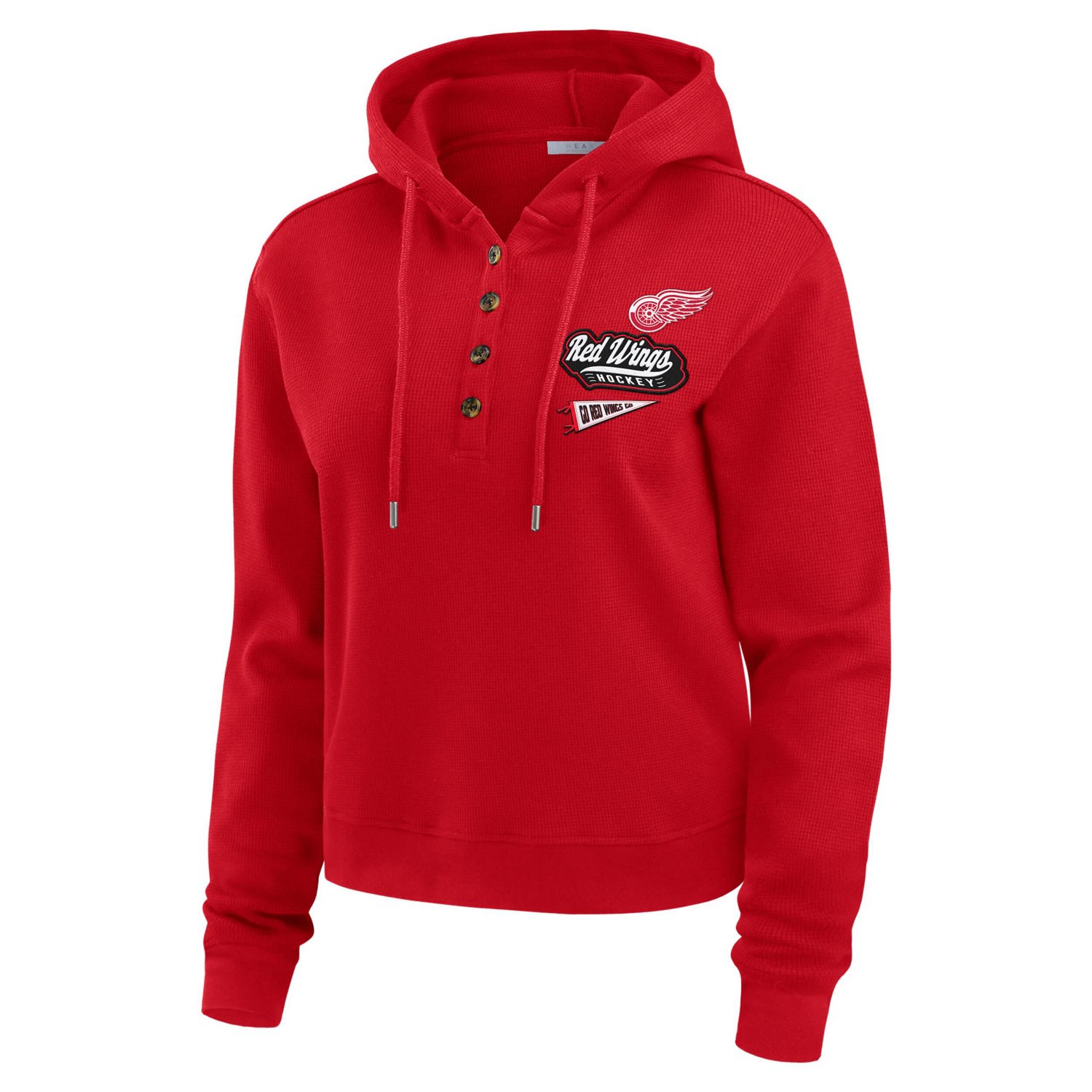 WEAR by Erin Andrews Detroit Wings Waffle-Knit Pullover Hoodie