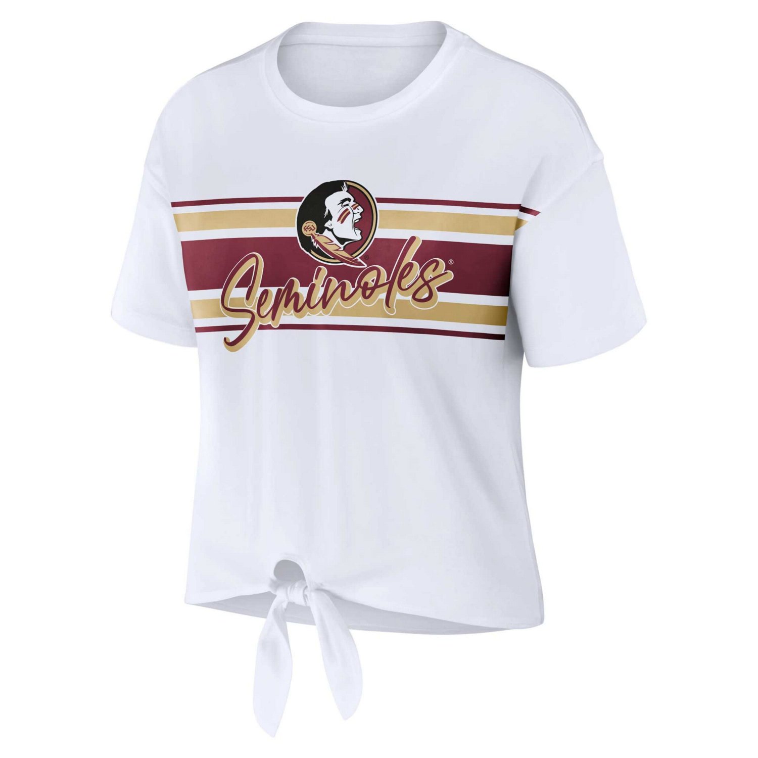 WEAR by Erin Andrews Florida State Seminoles Striped Front Knot Cropped T-Shirt - view number 2