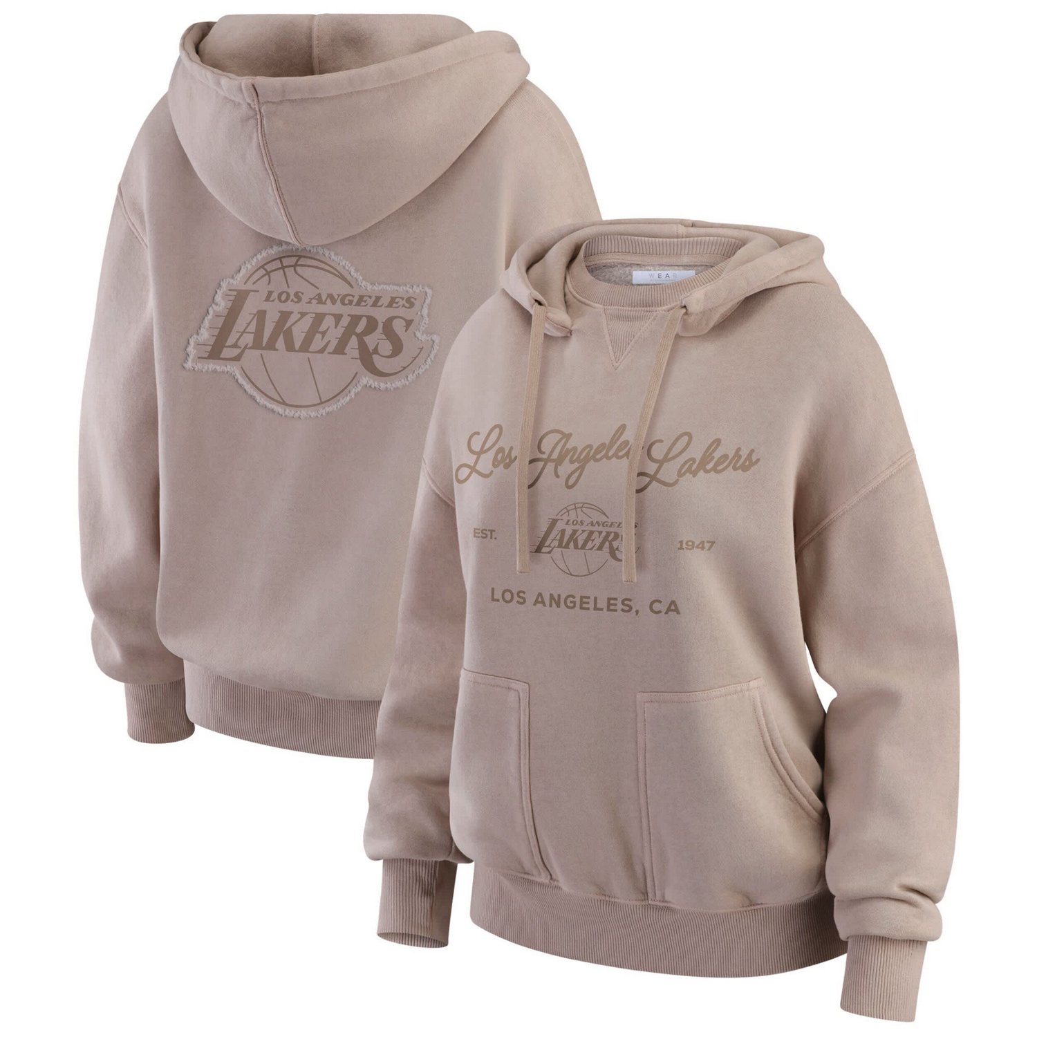 WEAR by Erin Andrews Los Angeles Lakers Washed Pullover Crewdie - view number 1