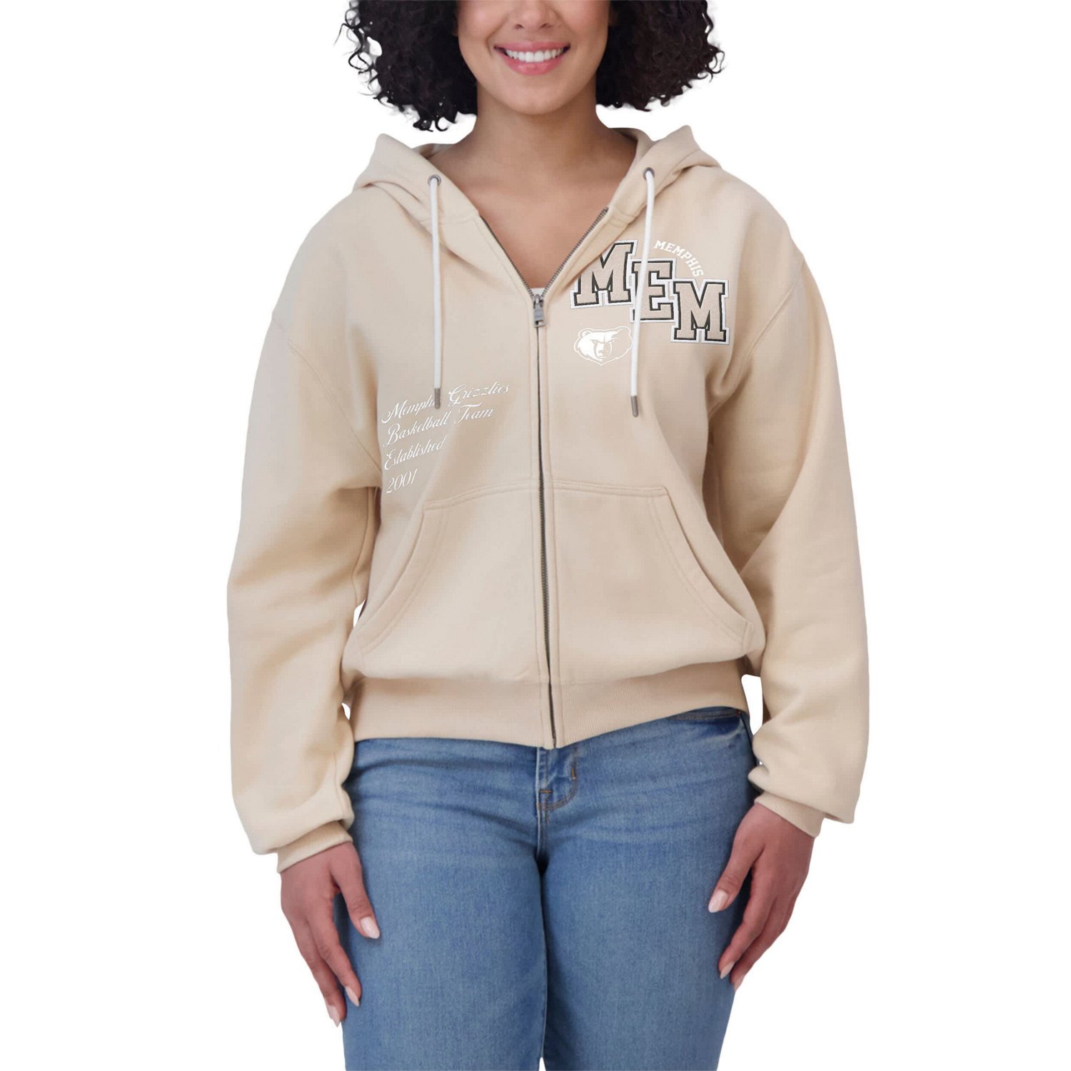 WEAR by Erin Andrews Memphis Grizzlies Plus Size Tonal Felt Patch Full-Zip Hoodie                                                - view number 4