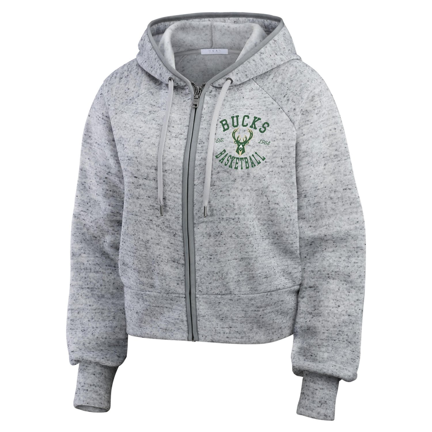 WEAR by Erin Andrews Milwaukee Bucks Speckled Radiator Full-Zip Hoodie                                                           - view number 2
