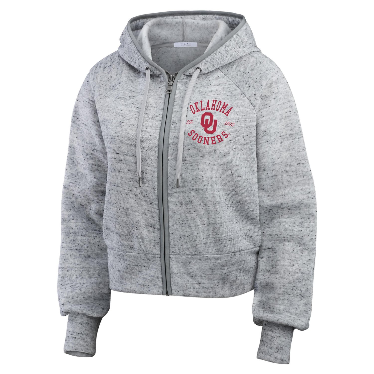Wear by Erin Andrews Oklahoma Sooners Speckle Double-Hit Raglan Full-Zip Hoodie