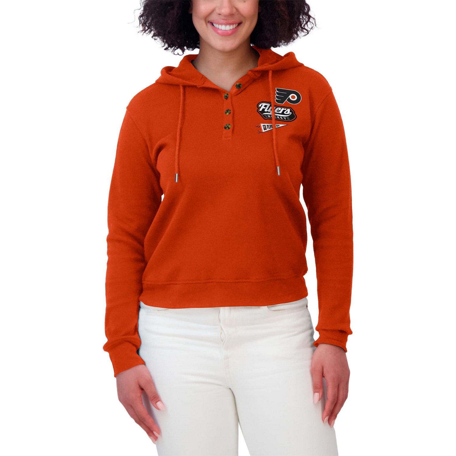 WEAR by Erin Andrews Philadelphia Flyers Waffle-Knit Pullover Hoodie - view number 4