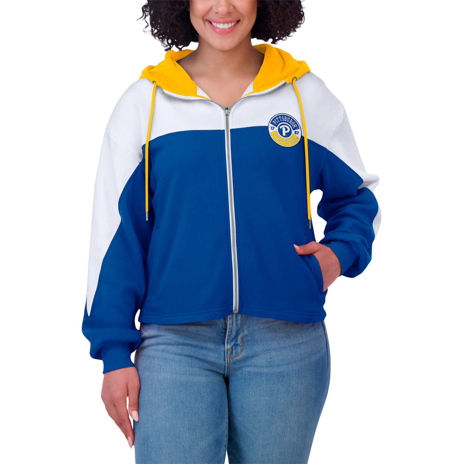 WEAR by Erin Andrews Pitt Panthers Color-Block Full-Zip Hoodie - view number 4