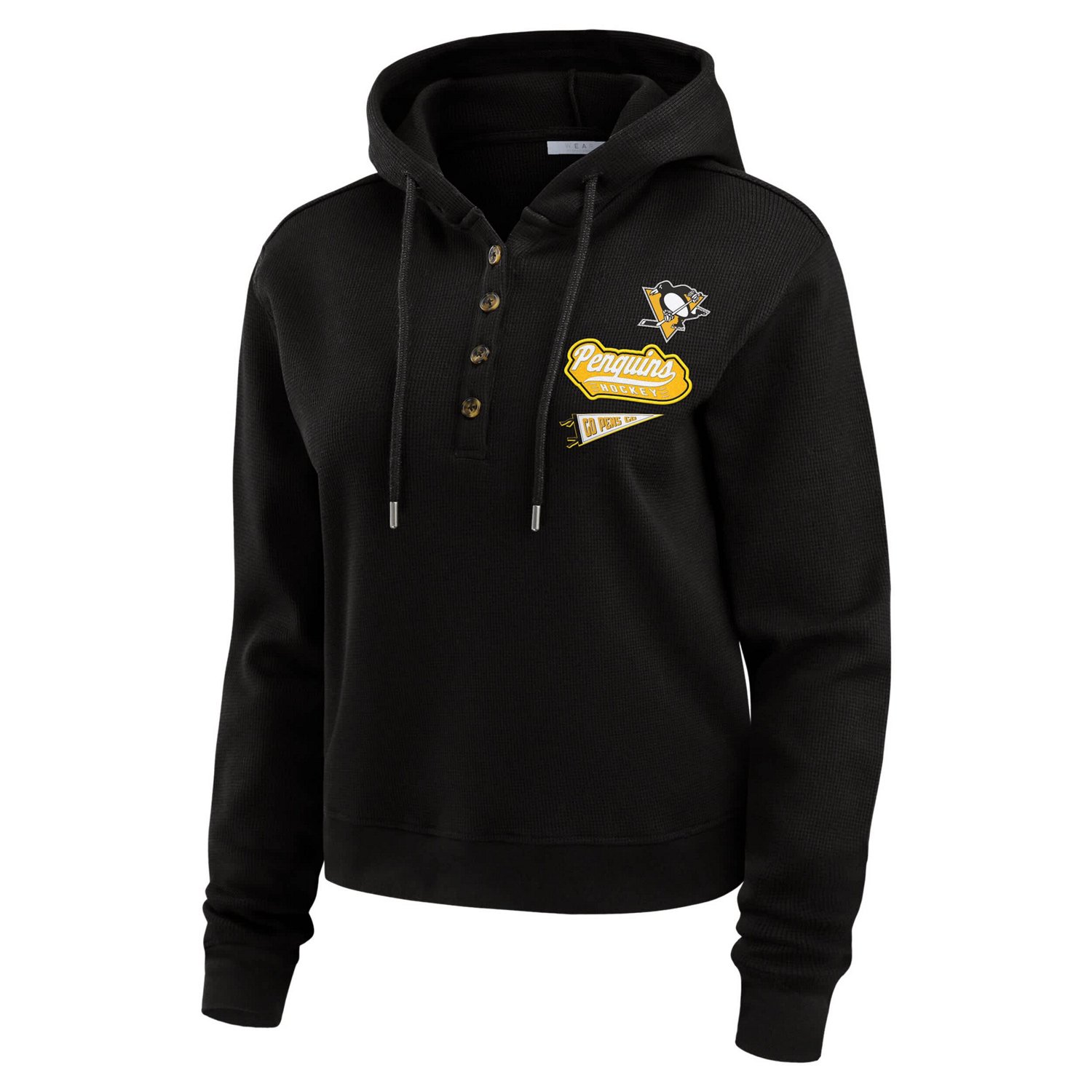 WEAR by Erin Andrews Pittsburgh Penguins Waffle-Knit Pullover Hoodie - view number 2